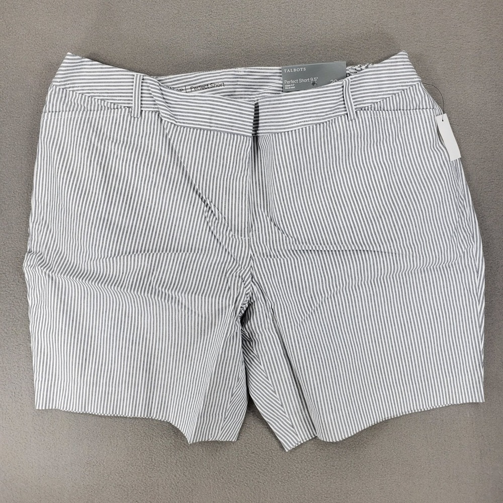 Talbots Perfect Short Womens 20WP Blue White Striped 9.5" Inseam Plus Petite NEW